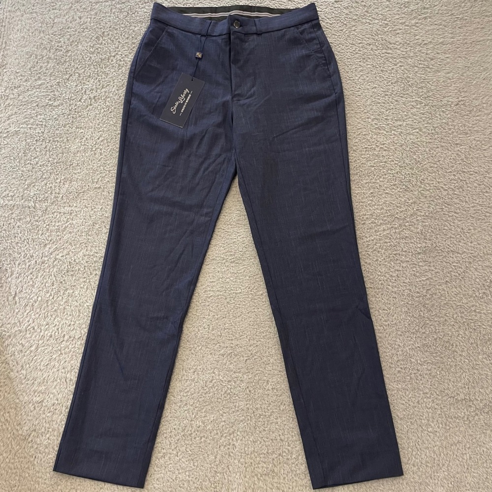 NWT State and Liberty Athletic Fit Suit Pants Mens 32x30 Navy Heathered Stretch